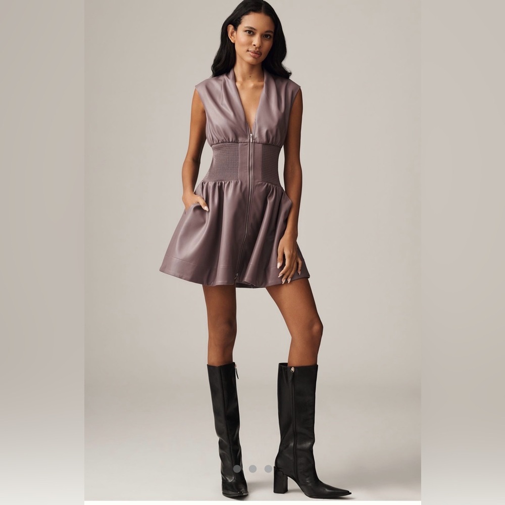 Tommie Faux Leather Front-Zip Mini Shirt Dress by By Anthropologie
